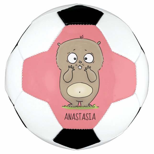 Forgetful adorable chubby hamster cartoon football (Front)