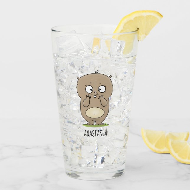 Forgetful adorable chubby hamster cartoon glass (Back Ice)