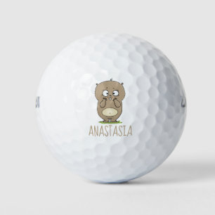 Forgetful adorable chubby hamster cartoon golf balls