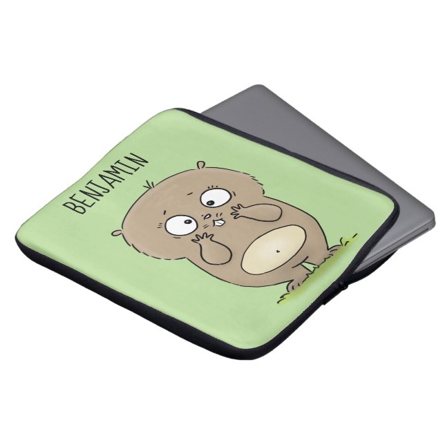 Forgetful adorable chubby hamster cartoon laptop sleeve (Front Top)