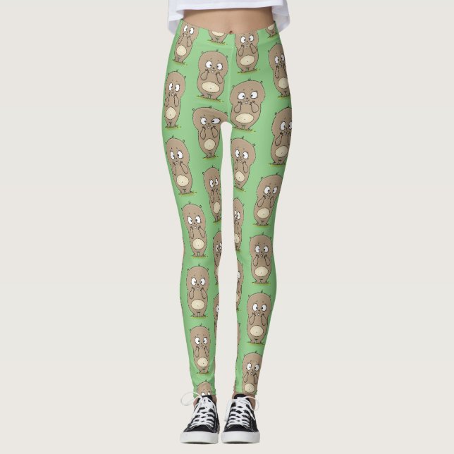 Forgetful adorable chubby hamster cartoon leggings (Front)