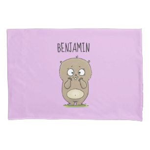 Forgetful adorable chubby hamster cartoon pillowcase