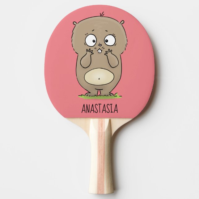 Forgetful adorable chubby hamster cartoon ping pong paddle (Front)