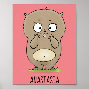Forgetful adorable chubby hamster cartoon poster