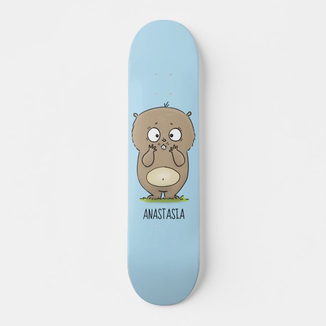 Forgetful adorable chubby hamster cartoon skateboard (Front)