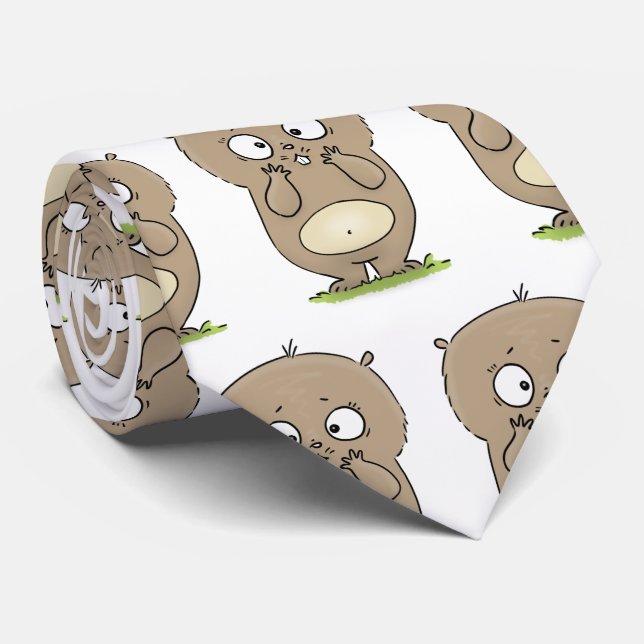 Forgetful adorable chubby hamster cartoon tie (Rolled)