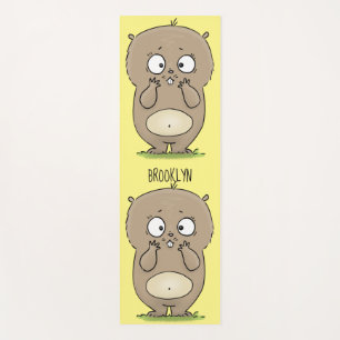 Forgetful adorable chubby hamster cartoon yoga mat