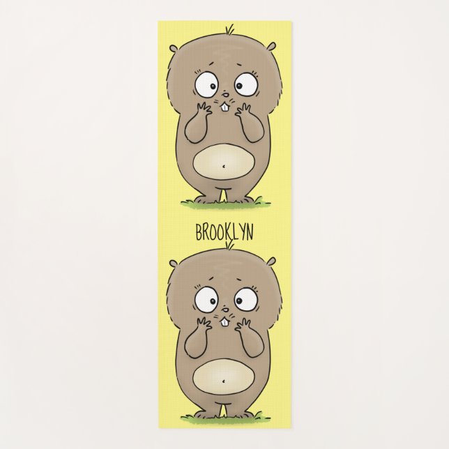 Forgetful adorable chubby hamster cartoon yoga mat (Front)