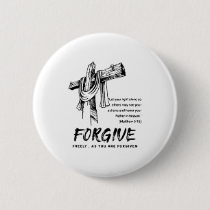 Forgive Cross Christian Faith Tee 6 Cm Round Badge