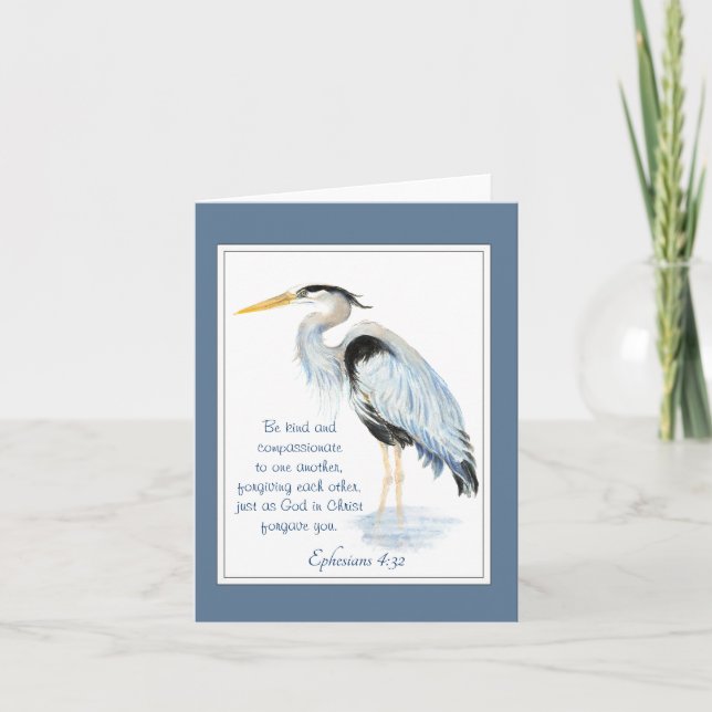 Forgive each other Bible Inspirational Quote Heron Card (Front)