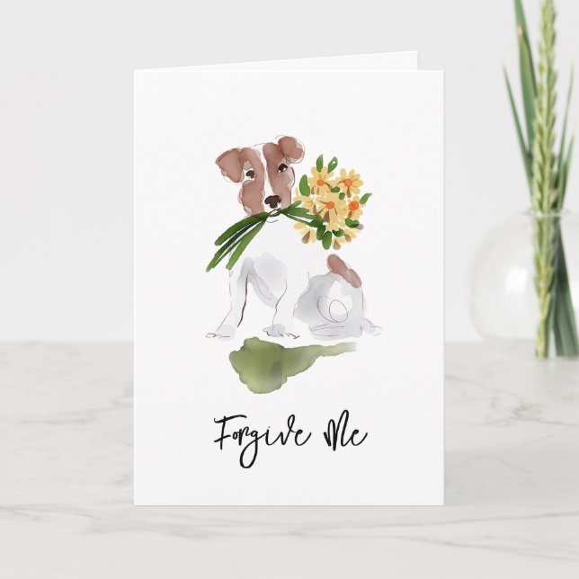 Forgive Me Please Puppy Flowers Sweet Terrier Art Card (Front)