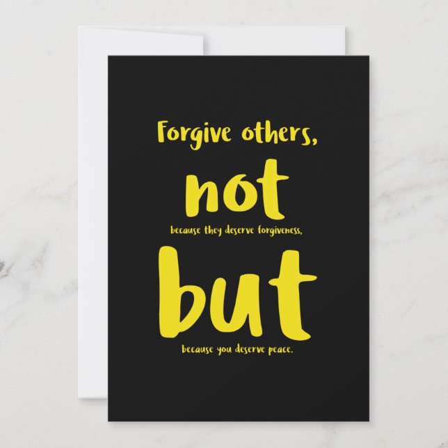 Forgive others beacuse you deserve peace yellow.pn thank you card (Front)