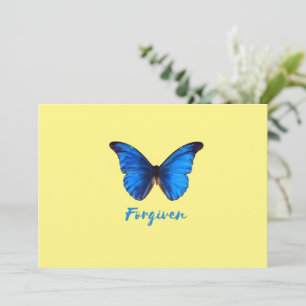 Forgiven - Blue butterfly - Insects Pillar Candle Invitation
