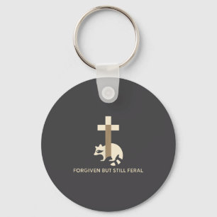 Forgiven But Still Feral Raccoon Christian Quote 6 Key Ring