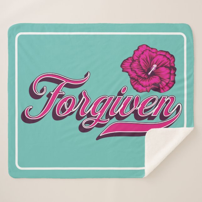 Forgiven Hibiscus Sherpa Blanket (Front (Horizontal))