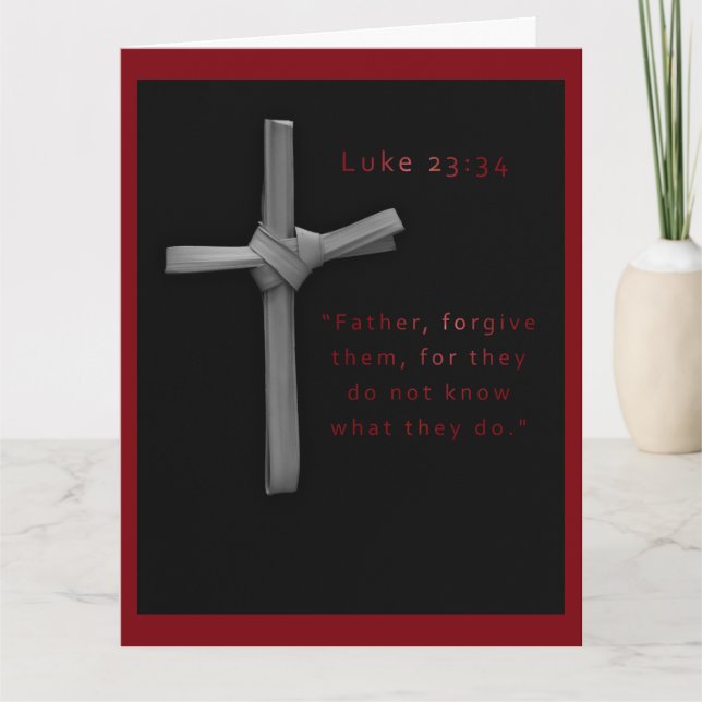 Forgiveness Scripture Red Black Elegant Easter Card (Front)