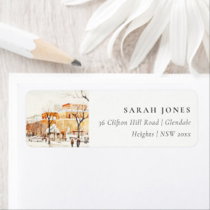 Forgo North Dakota City Scape Watercolor Address