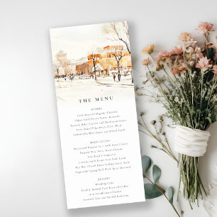 Forgo North Dakota City Scape Wedding Menu Card