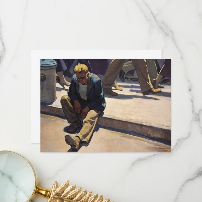 Forgotten Man by Maynard Dixon Thank You Card (Front/Back In Situ)