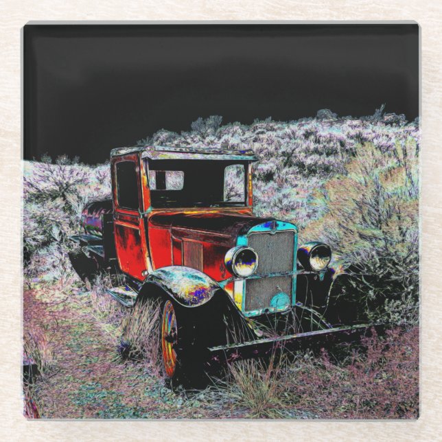 Forgotten - Old Vintage Truck Glass Coaster (Front)