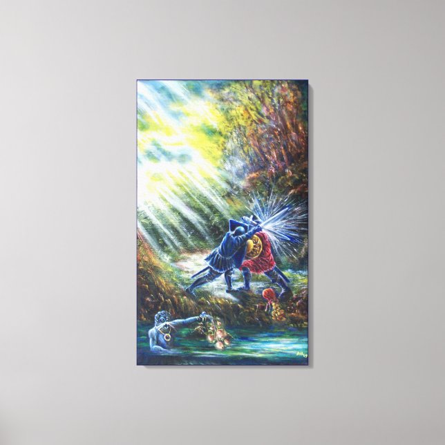 FORGOTTEN ROSE Fighting Knights,Money and Devil Canvas Print (Front)