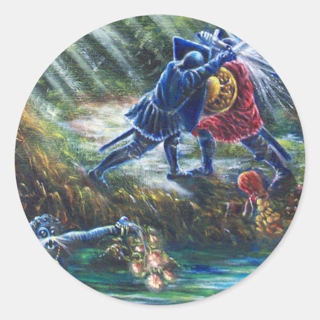 FORGOTTEN ROSE Fighting Knights,Money and Devil Classic Round Sticker (Front)