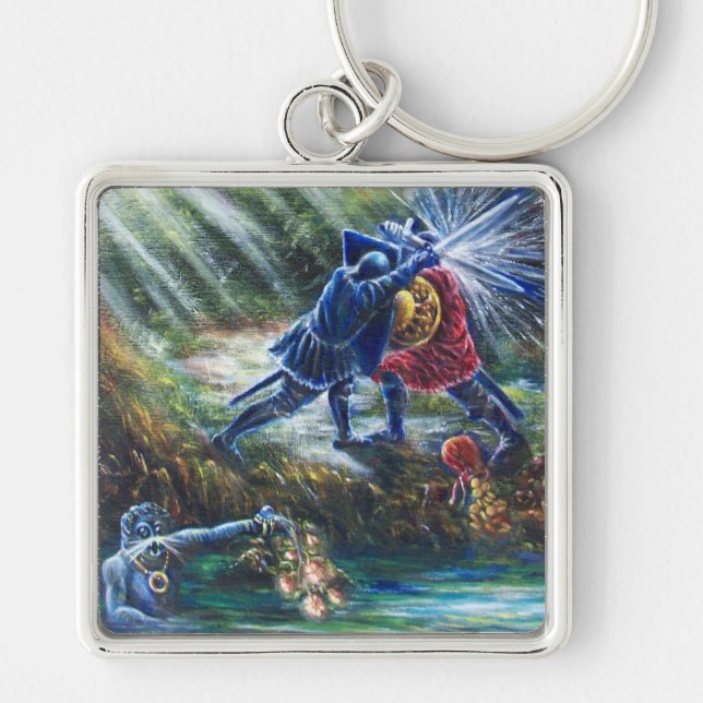 FORGOTTEN ROSE Fighting Knights,Money and Devil Key Ring (Front)