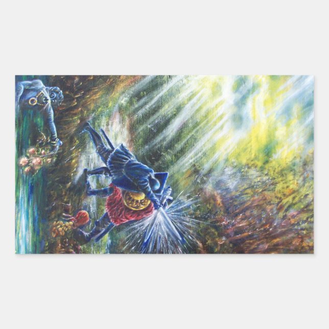 FORGOTTEN ROSE Fighting Knights,Money and Devil Rectangular Sticker (Front)