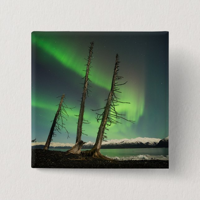 Forgotten Spruce Aurora 15 Cm Square Badge (Front)