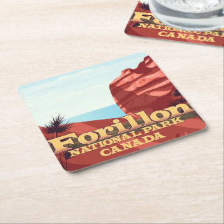 Forillon National Park, Canada travel poster Square Paper Coaster