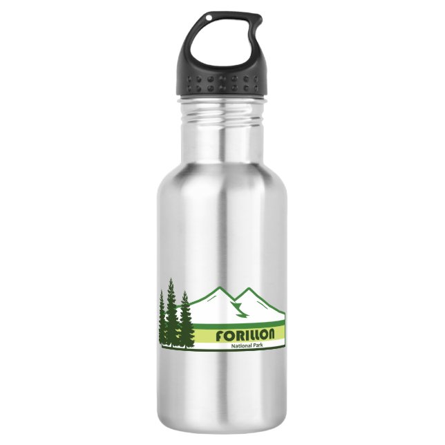 Forillon National Park Green Stripes 532 Ml Water Bottle (Front)