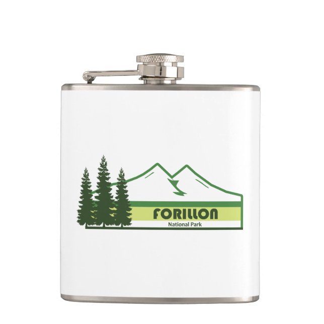 Forillon National Park Green Stripes Hip Flask (Front)