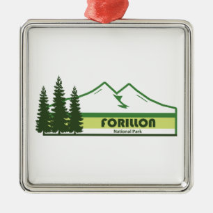 Forillon National Park Green Stripes Metal Tree Decoration