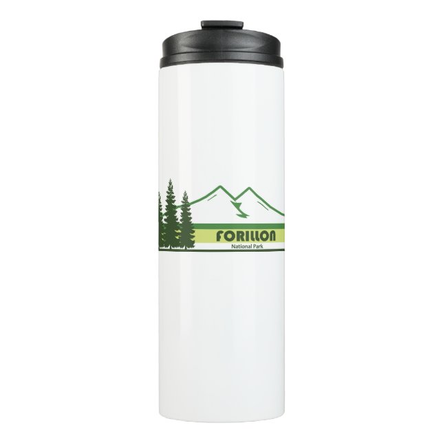 Forillon National Park Green Stripes Thermal Tumbler (Front)