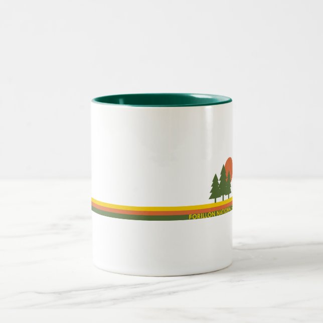 Forillon National Park Pine Trees Sun Two-Tone Coffee Mug (Center)