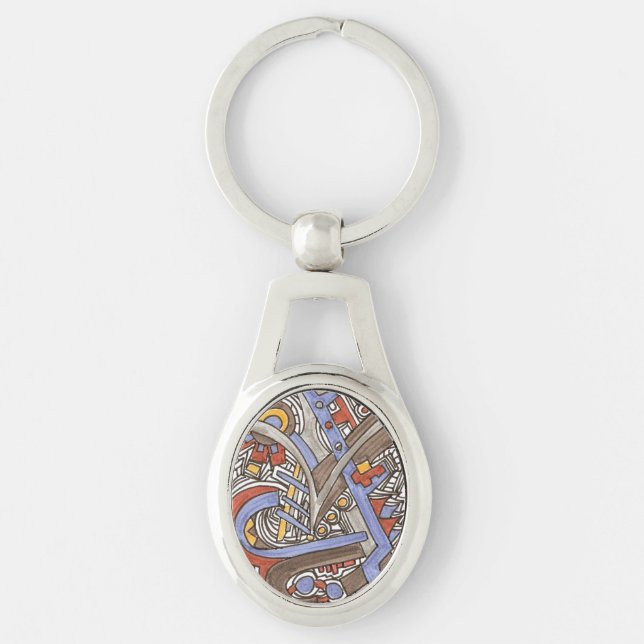 Fork In The Road - Abstract Art Ink Drawing Key Ring (Front)