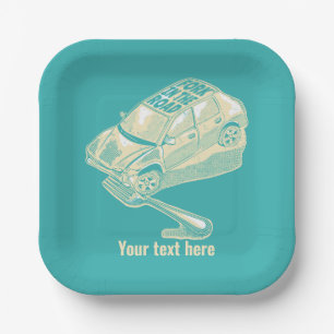 Fork in the road car accident paper plate