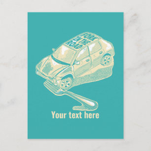 Fork in the road car accident postcard