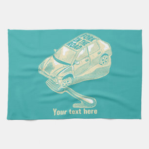 Fork in the road car accident tea towel