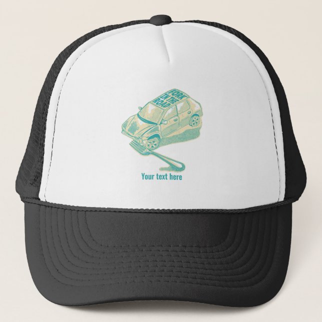 Fork in the road car accident trucker hat (Front)