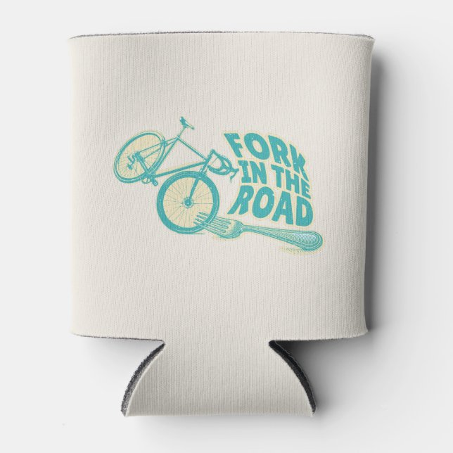 Fork in the road Funny bicycle Can Cooler (Front)