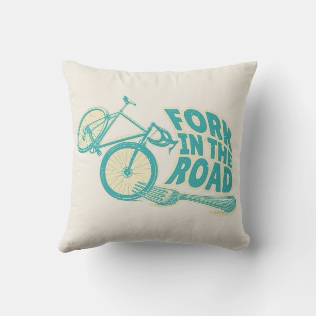 Fork in the road Funny bicycle Cushion (Back)