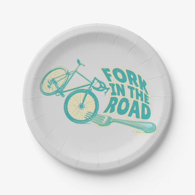 Fork in the road Funny bicycle Paper Plate (Front)