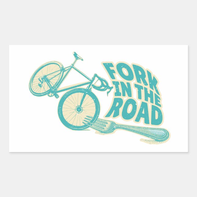 Fork in the road Funny bicycle Rectangular Sticker (Front)