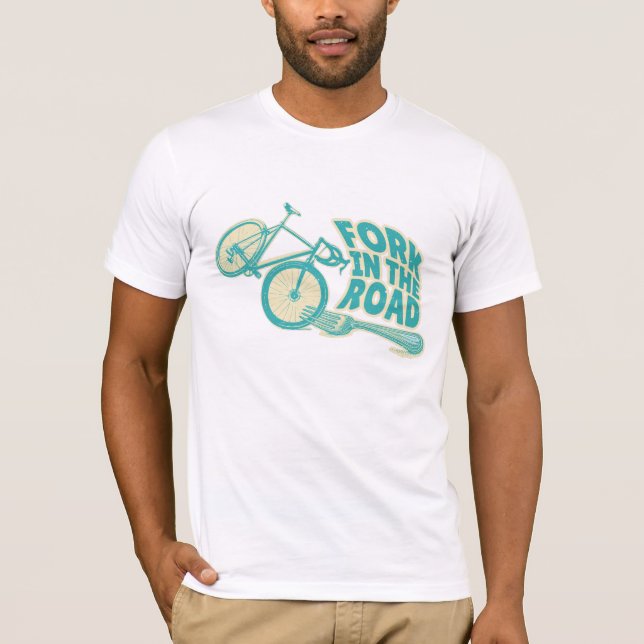 Fork in the road Funny bicycle T-Shirt (Front)