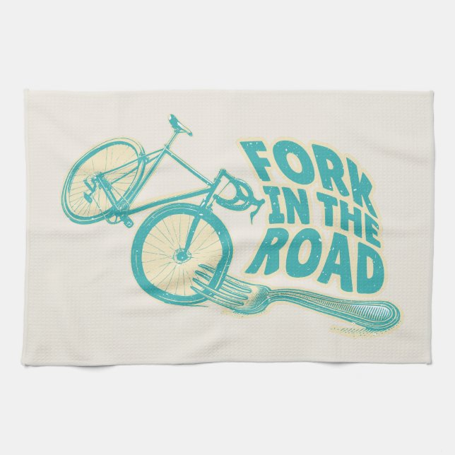 Fork in the road Funny bicycle Tea Towel (Horizontal)