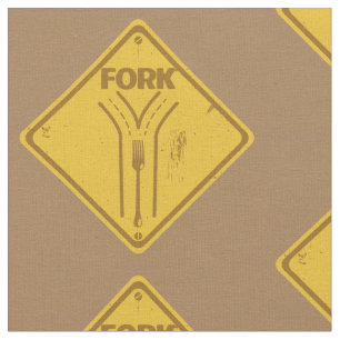 Fork in the road funny traffic sign fabric