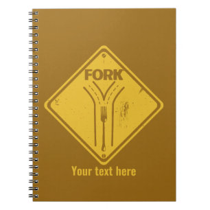 Fork in the road funny traffic sign notebook