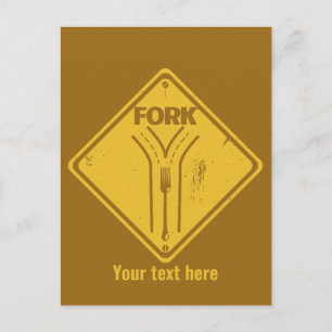 Fork in the road funny traffic sign postcard