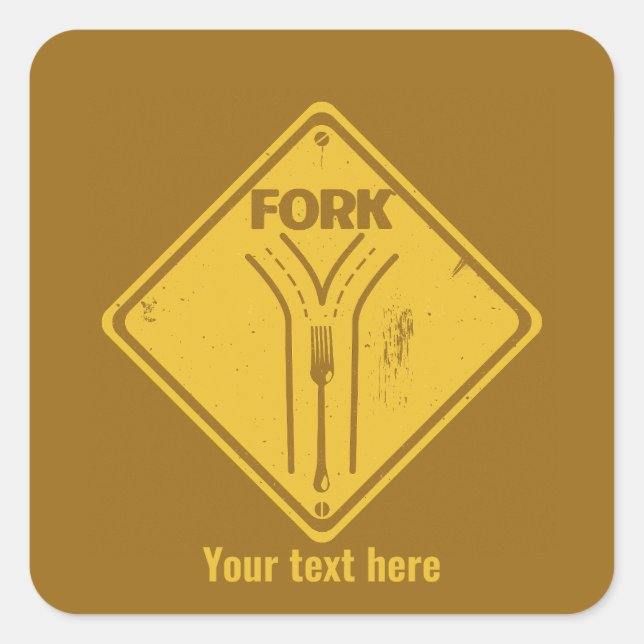 Fork in the road funny traffic sign square sticker (Front)